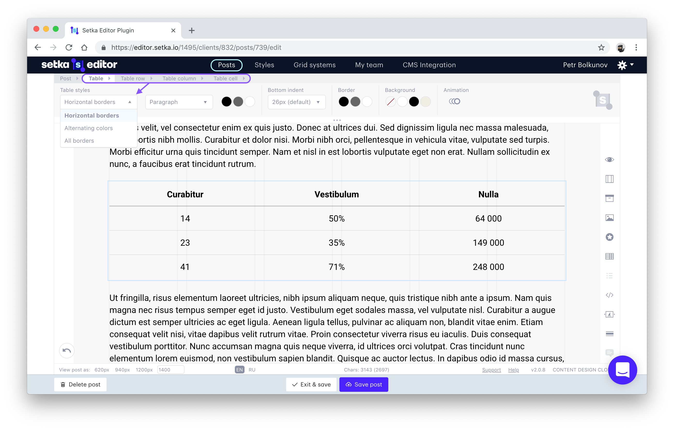 Tables Setka Editor